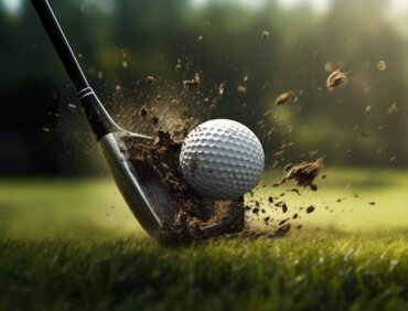 a close-up of a golf club hitting a golf ball at the moment of impact background